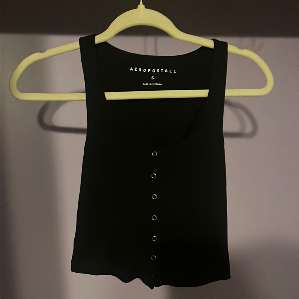 Aeropostale Black Button-Front Tank Top